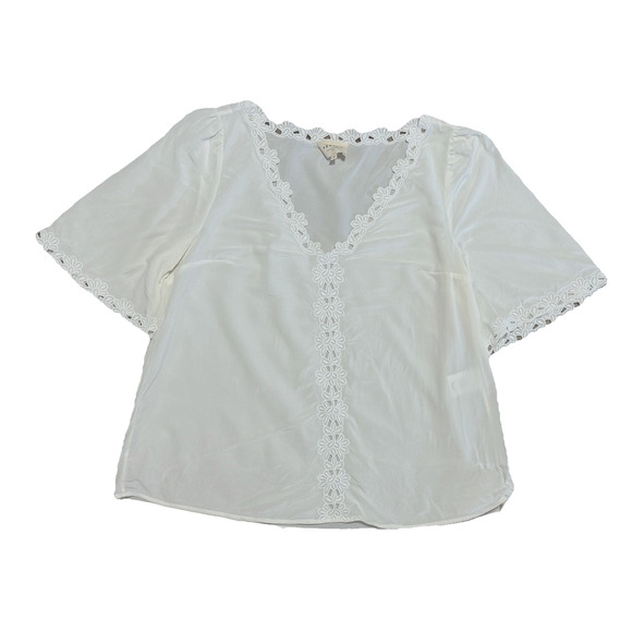 Sezane Ivory Ilonie Blouse Size 10 US Womens Designer Silk Top Cream Loose Fit - Picture 5 of 11